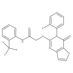 2-{[3-(2-fluorophenyl)-4-oxo-3,4-dihydrothieno[3,2-d]pyrimidin-2-yl]sulfanyl}-N-[2-(trifluoromethyl)phenyl]acetamide结构式