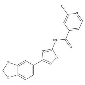 N-[4-(2H-1,3-benzodioxol-5-yl)-1,3-thiazol-2-yl]-2-fluoropyridine-4-carboxamide结构式