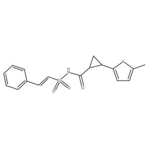 2-(5-methylthiophen-2-yl)-N-(2-phenylethenesulfonyl)cyclopropane-1-carboxamide结构式