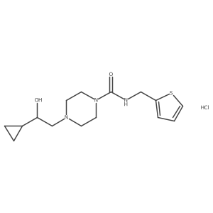 4-(2-cyclopropyl-2-hydroxyethyl)-N-(thiophen-2-ylmethyl)piperazine-1-carboxamide hydrochloride Structure