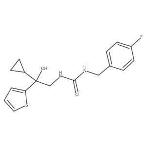 1-(2-Cyclopropyl-2-hydroxy-2-(thiophen-2-yl)ethyl)-3-(4-fluorobenzyl)urea结构式