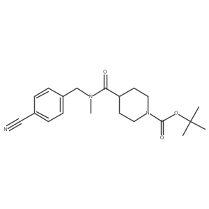 CN(Cc1ccc(C#N)cc1)C(=O)C1CCN(C(=O)OC(C)(C)C)CC1结构式