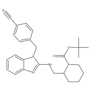 tert-Butyl 2-(((1-(4-cyanobenzyl)-1H-benzo[d]imidazol-2-yl)amino)methyl)piperidine-1-carboxylate结构式