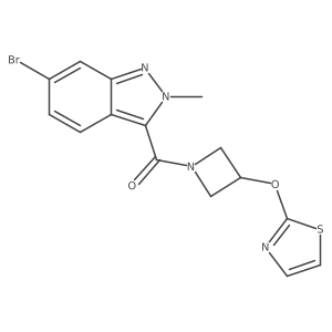 (6-bromo-2-methyl-2H-indazol-3-yl)(3-(thiazol-2-yloxy)azetidin-1-yl)methanone结构式
