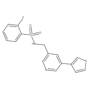 2-fluoro-N-((5-(thiophen-3-yl)pyridin-3-yl)methyl)benzenesulfonamide结构式