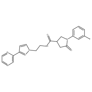 1-(3-fluorophenyl)-5-oxo-N-(2-(3-(pyrazin-2-yl)-1H-pyrazol-1-yl)ethyl)pyrrolidine-3-carboxamide Structure