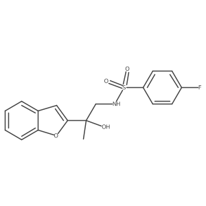 N-(2-(benzofuran-2-yl)-2-hydroxypropyl)-4-fluorobenzenesulfonamide结构式