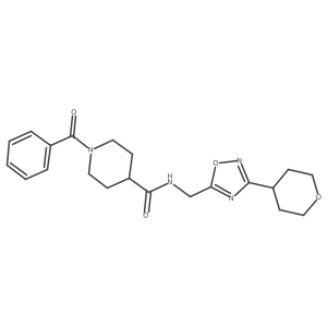 1-benzoyl-N-((3-(tetrahydro-2H-pyran-4-yl)-1,2,4-oxadiazol-5-yl)methyl)piperidine-4-carboxamide Structure