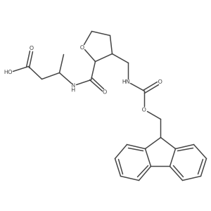 (3R)-3-({3-[({[(9H-fluoren-9-yl)methoxy]carbonyl}amino)methyl]oxolan-2-yl}formamido)butanoic acid结构式