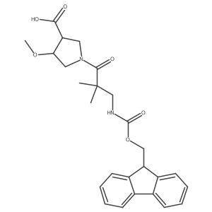 1-[3-({[(9H-fluoren-9-yl)methoxy]carbonyl}amino)-2,2-dimethylpropanoyl]-4-methoxypyrrolidine-3-carboxylic acid结构式