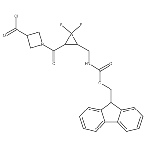 1-{3-[({[(9H-fluoren-9-yl)methoxy]carbonyl}amino)methyl]-2,2-difluorocyclopropanecarbonyl}azetidine-3-carboxylic acid Structure