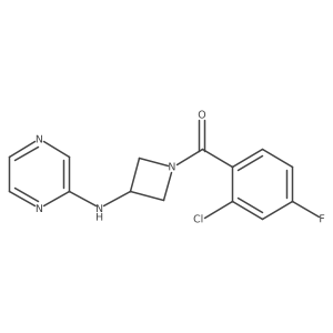 (2-Chloro-4-fluorophenyl)(3-(pyrazin-2-ylamino)azetidin-1-yl)methanone结构式