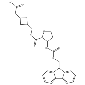 rac-2-[3-({[(2R,3S)-3-({[(9H-fluoren-9-yl)methoxy]carbonyl}amino)oxolan-2-yl]formamido}methyl)cyclobutyl]acetic acid结构式