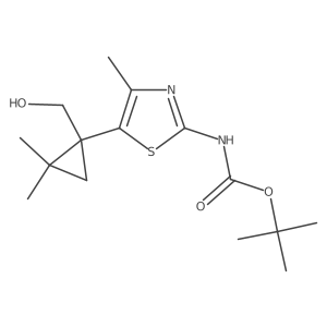 tert-butyl N-{5-[1-(hydroxymethyl)-2,2-dimethylcyclopropyl]-4-methyl-1,3-thiazol-2-yl}carbamate Structure