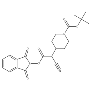 tert-butyl 4-{1-cyano-2-[(1,3-dioxo-2,3-dihydro-1H-isoindol-2-yl)oxy]-2-oxoethyl}piperidine-1-carboxylate Structure