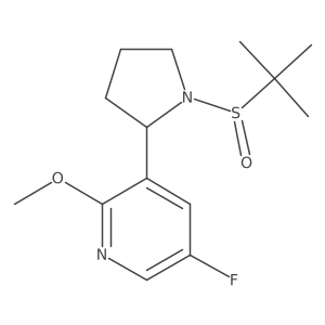 3-((S)-1-((S)-tert-Butylsulfinyl)pyrrolidin-2-yl)-5-fluoro-2-methoxypyridine结构式