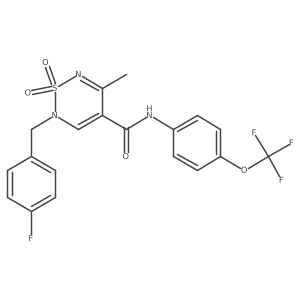2-[(4-fluorophenyl)methyl]-5-methyl-1,1-dioxo-N-[4-(trifluoromethoxy)phenyl]-1,2,6-thiadiazine-4-carboxamide Structure