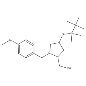 ((2S,4R)-4-((tert-Butyldimethylsilyl)oxy)-1-(4-methoxybenzyl)pyrrolidin-2-yl)methanol结构式