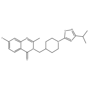 7-Fluoro-2-methyl-3-({1-[3-(propan-2-yl)-1,2,4-thiadiazol-5-yl]piperidin-4-yl}methyl)-3,4-dihydroquinazolin-4-one Structure