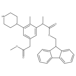 methyl 2-[3-({[(9H-fluoren-9-yl)methoxy]carbonyl}(methyl)amino)-4-methyl-5-(piperazin-1-yl)phenyl]acetate Structure