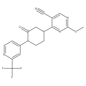 2-(Methylsulfanyl)-4-{3-oxo-4-[2-(trifluoromethyl)pyridin-4-yl]piperazin-1-yl}pyrimidine-5-carbonitrile结构式