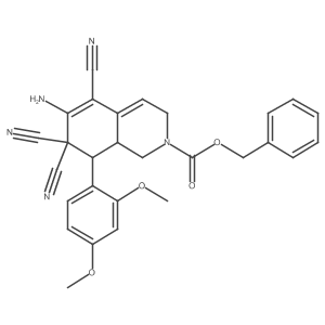 benzyl (8R,8aR)-6-amino-5,7,7-tricyano-8-(2,4-dimethoxyphenyl)-1,3,8,8a-tetrahydroisoquinoline-2-carboxylate结构式