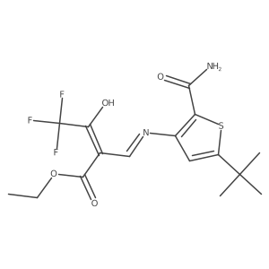 Ethyl 3-{[2-(aminocarbonyl)-5-(tert-butyl)-3-thienyl]amino}-2-(2,2,2-trifluoroacetyl)acrylate结构式