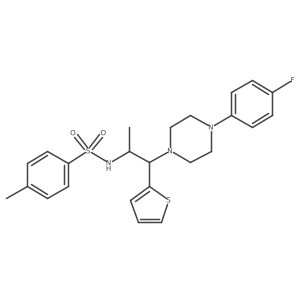 N-(1-(4-(4-fluorophenyl)piperazin-1-yl)-1-(thiophen-2-yl)propan-2-yl)-4-methylbenzenesulfonamide结构式