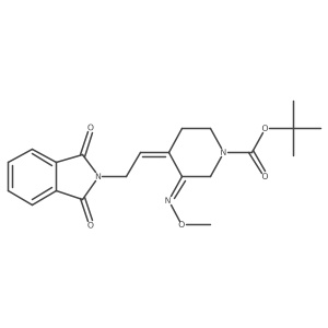 Tert-butyl 4-(2-(1,3-dioxoisoindolin-2-yl)ethylidene)-3-(methoxyimino)piperidine-1-carboxylate结构式