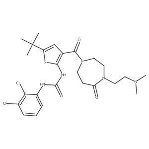 1-[5-Tert-Butyl-3-({4-[2-(Dimethylamino)ethyl]-5-Oxo-1,4-Diazepan-1-Yl}carbonyl)thiophen-2-Yl]-3-(2,3-Dichlorophenyl)urea结构式