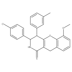 2-(4-chlorophenyl)-9-methoxy-1-(m-tolyl)-2,3-dihydro-1H-chromeno[2,3-d]pyrimidine-4(5H)-thione结构式