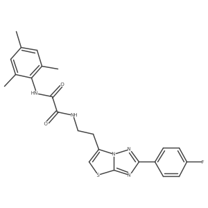 N1-(2-(2-(4-fluorophenyl)thiazolo[3,2-b][1,2,4]triazol-6-yl)ethyl)-N2-mesityloxalamide结构式
