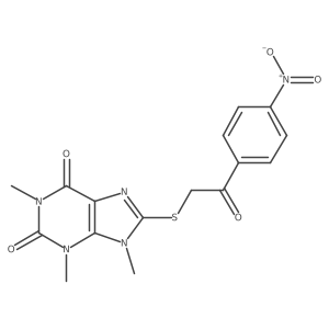 1,3,9-trimethyl-8-((2-(4-nitrophenyl)-2-oxoethyl)thio)-1H-purine-2,6(3H,9H)-dione Structure