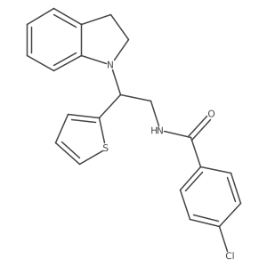 4-chloro-N-(2-(indolin-1-yl)-2-(thiophen-2-yl)ethyl)benzamide结构式
