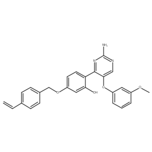 2-[2-Amino-5-(3-methoxyphenoxy)pyrimidin-4-yl]-5-[(4-ethenylbenzyl)oxy]phenol结构式