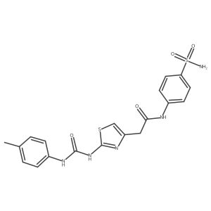 N-(4-sulfamoylphenyl)-2-(2-(3-(p-tolyl)ureido)thiazol-4-yl)acetamide结构式