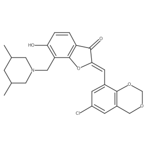 (2Z)-2-[(6-chloro-4H-1,3-benzodioxin-8-yl)methylidene]-7-[(3,5-dimethylpiperidin-1-yl)methyl]-6-hydroxy-1-benzofuran-3(2H)-one Structure