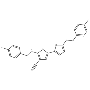 5-((4-Fluorobenzyl)amino)-2-(5-((p-tolyloxy)methyl)furan-2-yl)oxazole-4-carbonitrile Structure