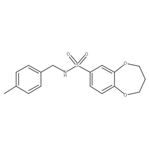 N-(4-methylbenzyl)-3,4-dihydro-2H-benzo[b][1,4]dioxepine-7-sulfonamide结构式