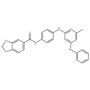 N-(4-((4-methyl-6-(phenylamino)pyrimidin-2-yl)amino)phenyl)benzo[d][1,3]dioxole-5-carboxamide结构式