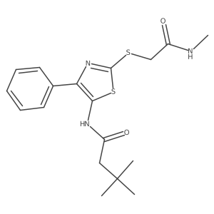 3,3-dimethyl-N-(2-{[(methylcarbamoyl)methyl]sulfanyl}-4-phenyl-1,3-thiazol-5-yl)butanamide结构式