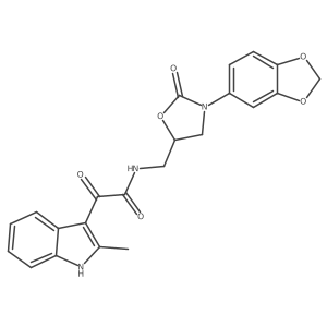 N-((3-(benzo[d][1,3]dioxol-5-yl)-2-oxooxazolidin-5-yl)methyl)-2-(2-methyl-1H-indol-3-yl)-2-oxoacetamide Structure