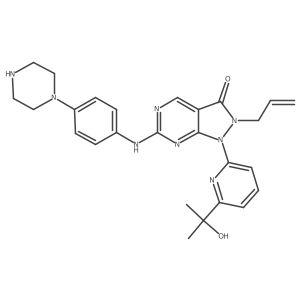 1-[6-(2-Hydroxypropan-2-yl)pyridin-2-yl]-6-(4-piperazin-1-ylanilino)-2-prop-2-enylpyrazolo[3,4-d]pyrimidin-3-one结构式