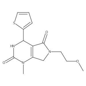 6-(2-methoxyethyl)-1-methyl-4-(thiophen-2-yl)-3,4,6,7-tetrahydro-1H-pyrrolo[3,4-d]pyrimidine-2,5-dione结构式