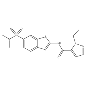 N-(6-(N,N-dimethylsulfamoyl)benzo[d]thiazol-2-yl)-1-ethyl-1H-pyrazole-5-carboxamide结构式