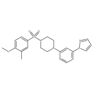 COc1ccc(S(=O)(=O)N2CCN(c3cc(-n4cccn4)ncn3)CC2)cc1C结构式