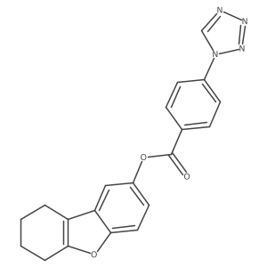 O=C(Oc1ccc2oc3c(c2c1)CCCC3)c1ccc(-n2cnnn2)cc1结构式