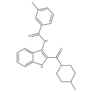 3-methyl-N-[2-(4-methylpiperidine-1-carbonyl)-1H-indol-3-yl]benzamide结构式