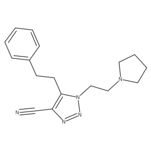 1H-1,2,3-Triazole-4-carbonitrile, 5-(2-phenylethyl)-1-[2-(1-pyrrolidinyl)ethyl]-结构式