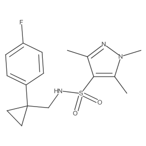 N-((1-(4-fluorophenyl)cyclopropyl)methyl)-1,3,5-trimethyl-1H-pyrazole-4-sulfonamide Structure